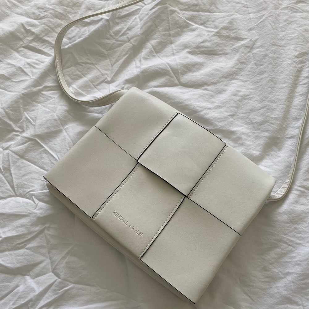Kendall & Kylie White Woven Crossbody Bag